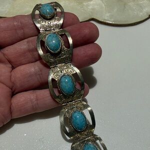 Elegant Sterling Silver and Turquoise Bracelet